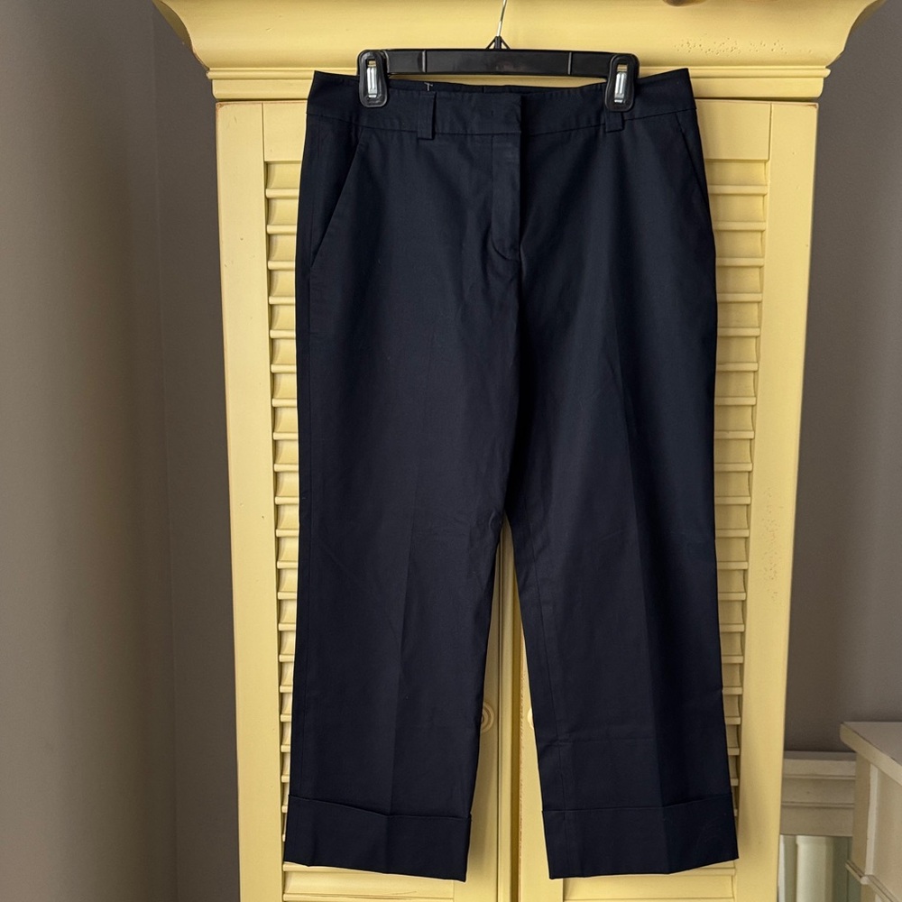 Jil Sander Navy/Black Wide Leg Cropped & Cuffed Trousers Size 38 Brand New!